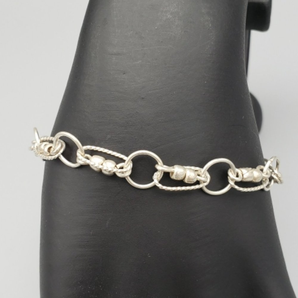 Sterling Silver 950 Link Bracelet 7.25 Inch - Picture 2 of 4